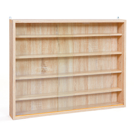 Vitrine murale 5 compartiments aspect chêne - CAVRA