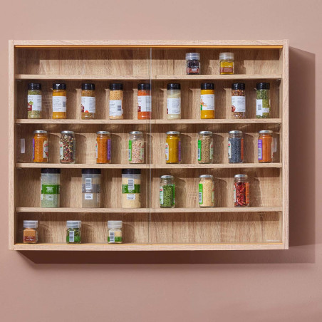 Vitrine murale 5 compartiments aspect chêne - CAVRA