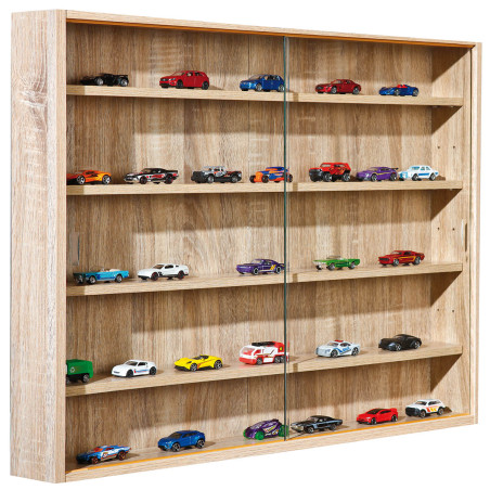 Vitrine murale 5 compartiments aspect chêne - CAVRA