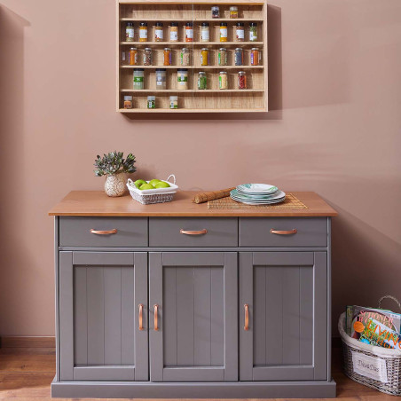 Vitrine murale 5 compartiments aspect chêne - CAVRA