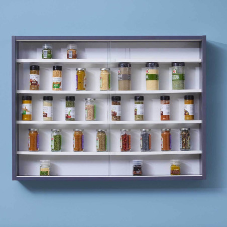 Vitrine murale 5 compartiments grise et blanche - CAVRA