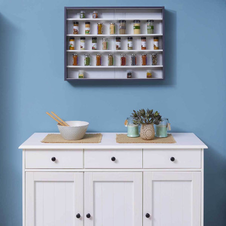 Vitrine murale 5 compartiments grise et blanche - CAVRA