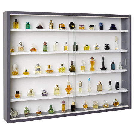 Vitrine murale 5 compartiments grise et blanche - CAVRA