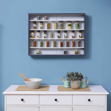 Vitrine murale 5 compartiments grise et blanche - CAVRA