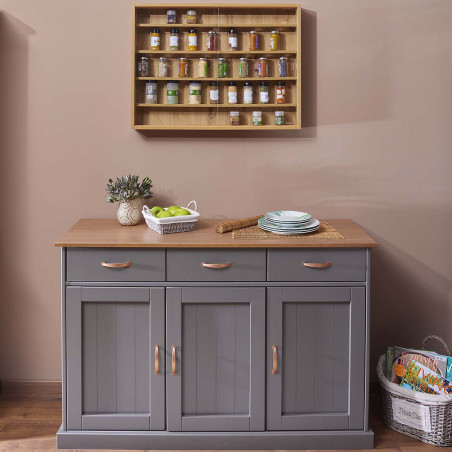 Vitrine murale 5 compartiments aspect chêne artisan - CAVRA