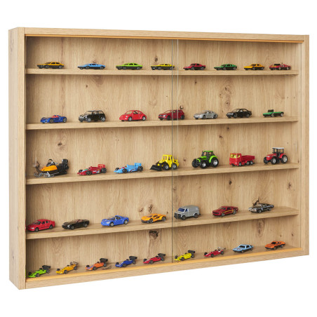 Vitrine murale 5 compartiments aspect chêne artisan - CAVRA