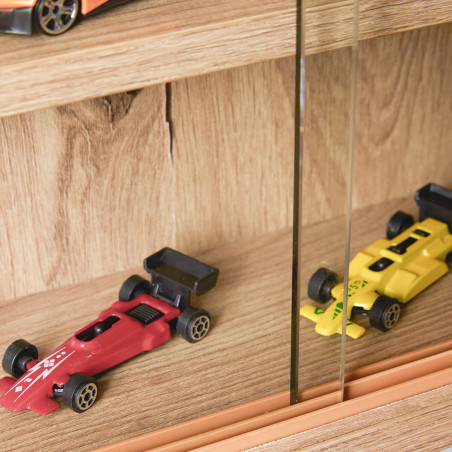 Vitrine murale 5 compartiments aspect chêne artisan - CAVRA