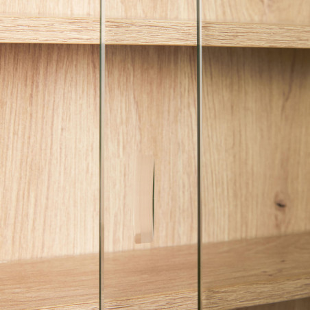 Vitrine murale 5 compartiments aspect chêne artisan - CAVRA