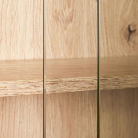 Vitrine murale 5 compartiments aspect chêne artisan - CAVRA