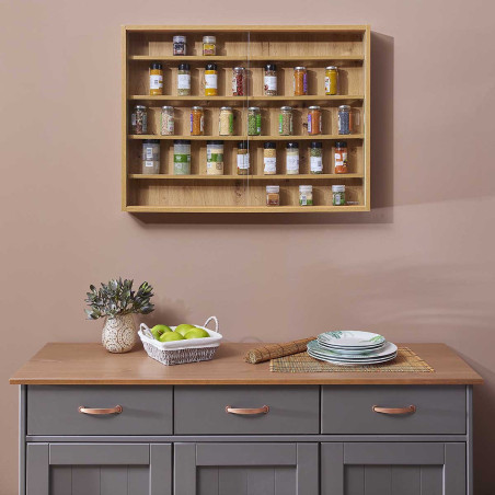 Vitrine murale 5 compartiments aspect chêne artisan - CAVRA