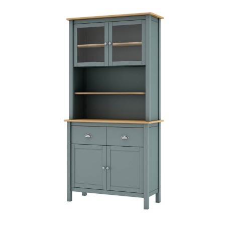 Buffet haut 4 portes 2 tiroirs en pin massif naturel Vert Céladon - BASEN