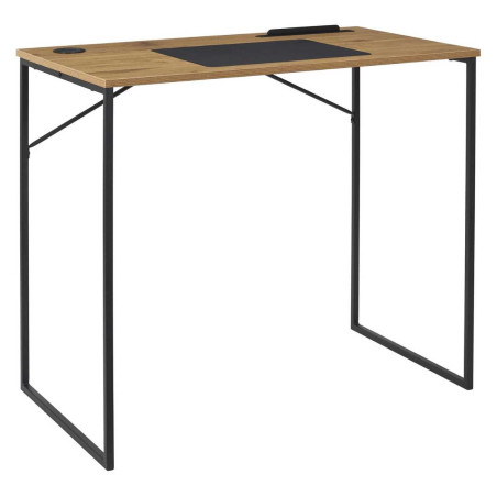 Bureau métal noir avec plateau MDF aspect bois - KLINOR