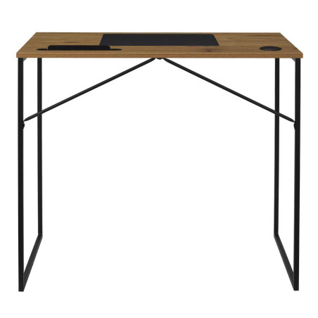 Bureau métal noir avec plateau MDF aspect bois - KLINOR