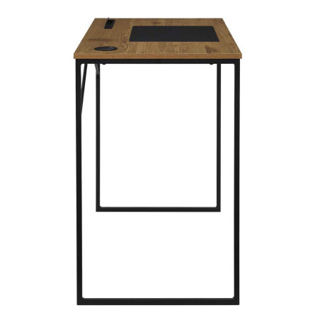 Bureau métal noir avec plateau MDF aspect bois - KLINOR