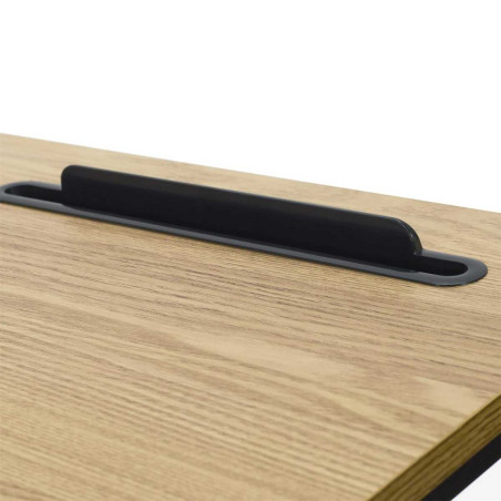 Bureau métal noir avec plateau MDF aspect bois - KLINOR