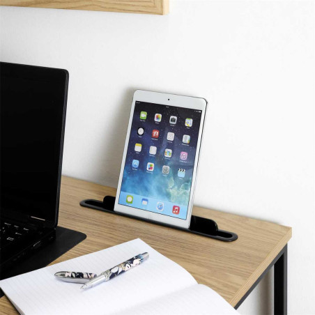 Bureau métal noir avec plateau MDF aspect bois - KLINOR