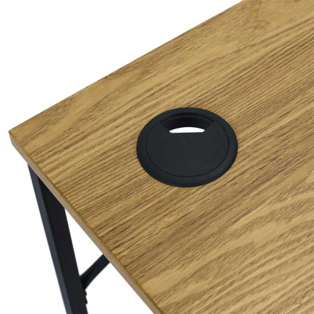 Bureau métal noir avec plateau MDF aspect bois - KLINOR