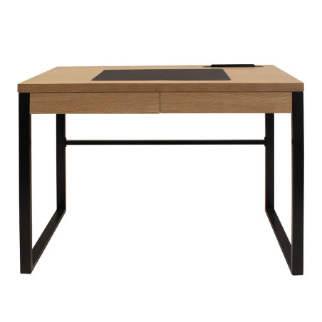 Bureau plateau effet bois piètement noir - CABLON