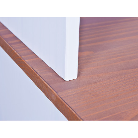 Buffet vaisselier 5 portes 6 tiroirs bois massif vernis sépia et blanc - SORAN