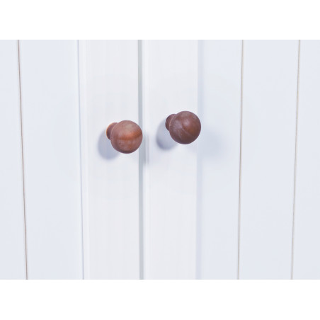 Buffet vaisselier 5 portes 6 tiroirs bois massif vernis sépia et blanc - SORAN