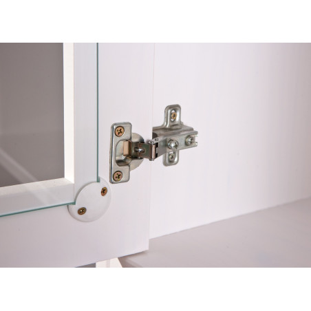 Buffet vaisselier 5 portes 3 tiroirs bois massif vernis sepia et blanc - SORAN