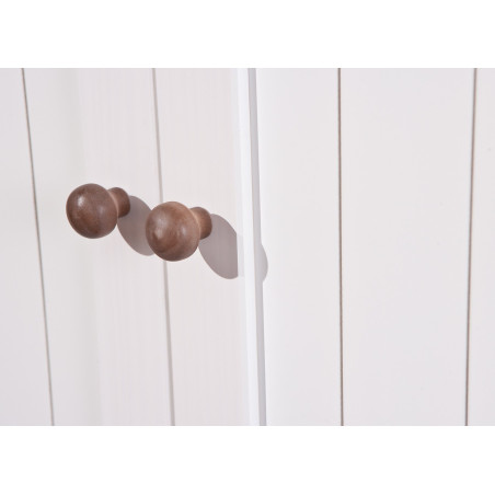 Buffet vaisselier 5 portes 3 tiroirs bois massif vernis sepia et blanc - SORAN