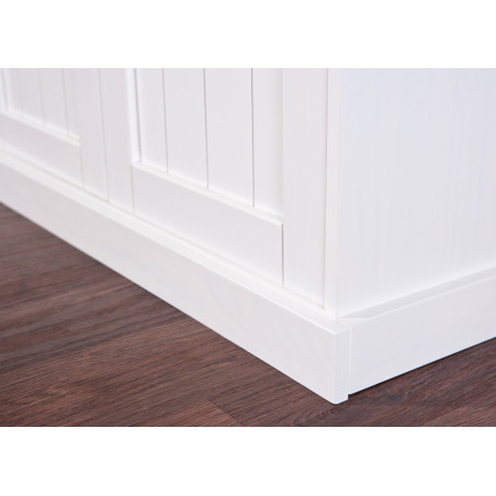 Buffet vaisselier 5 portes 3 tiroirs bois massif vernis sepia et blanc - SORAN