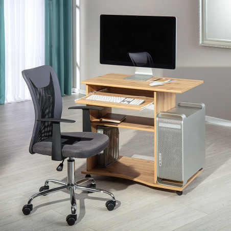 Meuble informatique aspect chêne artisan - IBAIO