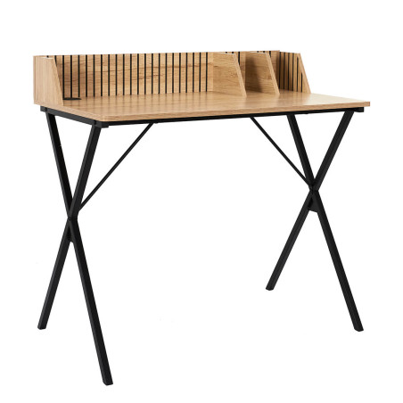 Bureau effet bois avec petits rangements et tasseaux - PAJEN