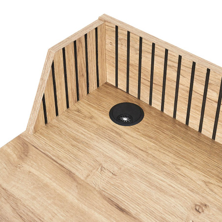 Bureau effet bois avec petits rangements et tasseaux - PAJEN