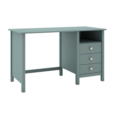 Bureau 3 tiroirs en pin massif vert pétrole - DIVA