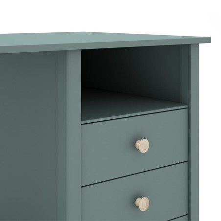 Bureau 3 tiroirs en pin massif vert pétrole - DIVA