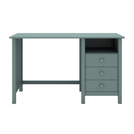 Bureau 3 tiroirs en pin massif vert pétrole - DIVA