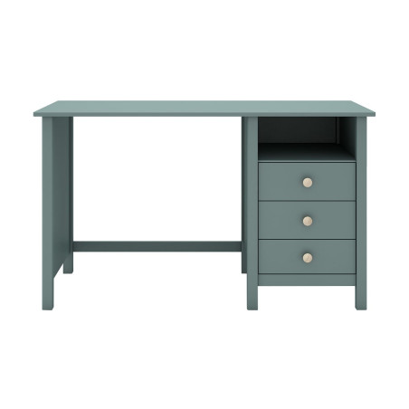 Bureau 3 tiroirs en pin massif vert pétrole - DIVA