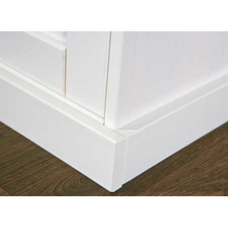 Buffet vaisselier 4 portes 2 tiroirs bois massif vernis blanc et sepia - SORAN