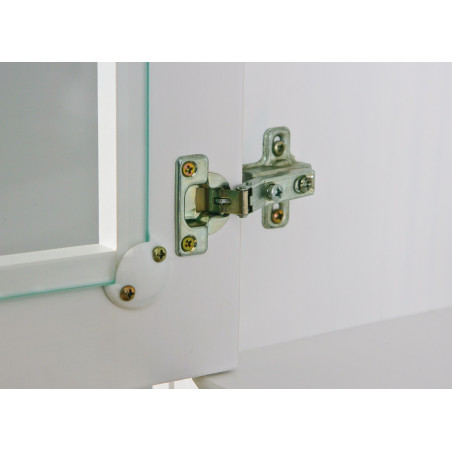 Buffet vaisselier 4 portes 2 tiroirs bois massif vernis blanc et sepia - SORAN