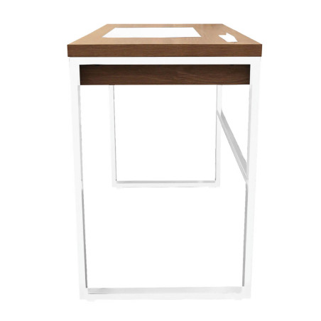 Bureau plateau effet bois, piètement blanc - CABLON