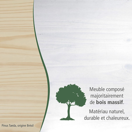 Bureau Bois Massif Vernis Blanc - GRISLY