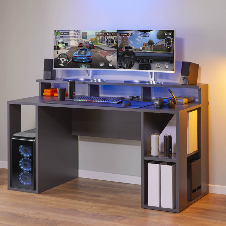 Bureau Gamer Multi-Rangement Anthracite - MARO