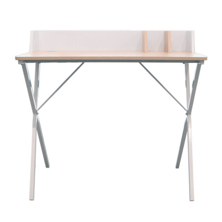 Bureau Plateau Effet Bois Piètement Blanc - BARON