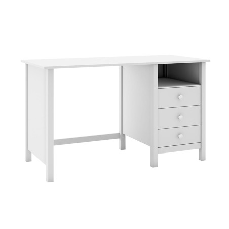 Bureau 3 Tiroirs en Pin Massif Blanc - DIVA