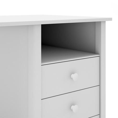 Bureau 3 Tiroirs en Pin Massif Blanc - DIVA