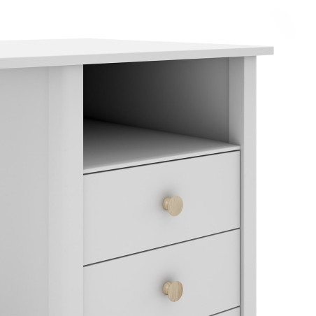 Bureau 3 Tiroirs en Pin Massif Blanc - DIVA