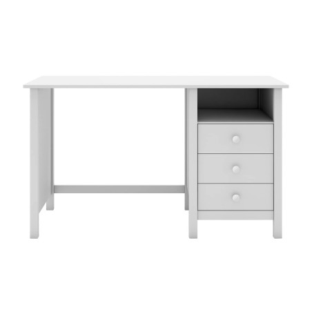 Bureau 3 Tiroirs en Pin Massif Blanc - DIVA