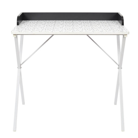 Bureau blanc à motifs éclats et rebord noir - PINOR