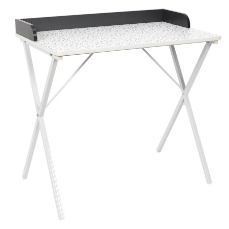Bureau blanc à motifs éclats et rebord noir - PINOR