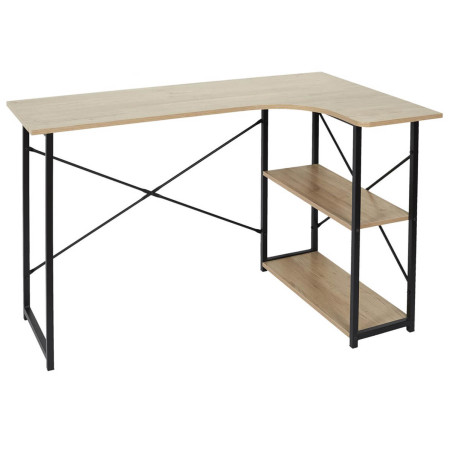 Bureau d'angle Noir et Naturel 2 tablettes - BIARO