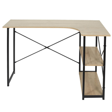 Bureau d'angle Noir et Naturel 2 tablettes - BIARO