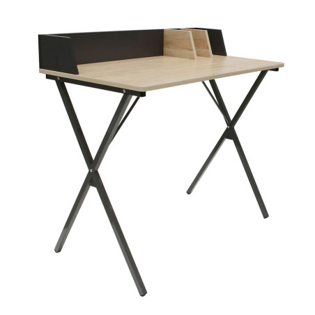 Bureau plateau effet bois piètement noir - BARON