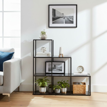 Etagère de rangement en acier noir vieilli - RAVEL